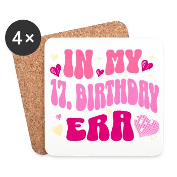 In My 17th Birthday Era Retro Heart Design - Coasters (set of 4) - white - Front
