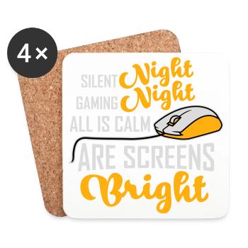 Silent Night Gaming Night All Calm Screens Bright - Coasters (set of 4) - white - Front