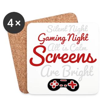 Silent Night Gaming Night All Calm Screens Bright - Coasters (set of 4) - white - Front