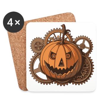 Pumpkin Steampunk Mechanisches Getriebe - Untersetzer (4er-Set) - Weiß - Vorne