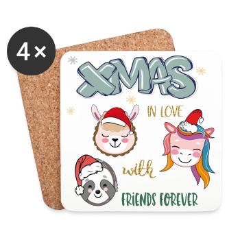 Weihnachten Freunde  - Untersetzer (4er-Set) - Weiß - Vorne