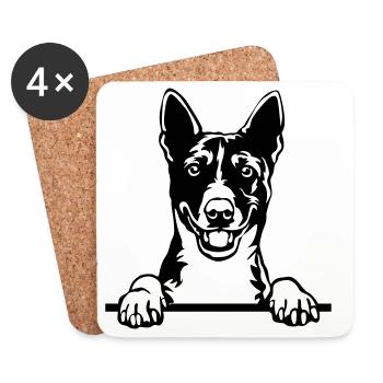 Basenji Head - Coasters (set of 4) - white - Front