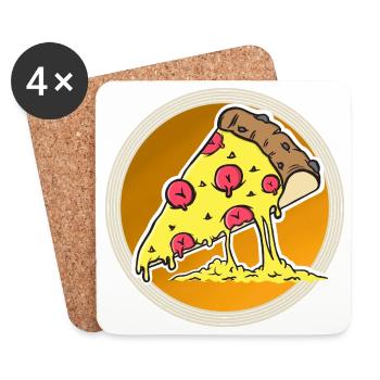Pizza - Dessous de verre (lot de 4) - blanc - Devant