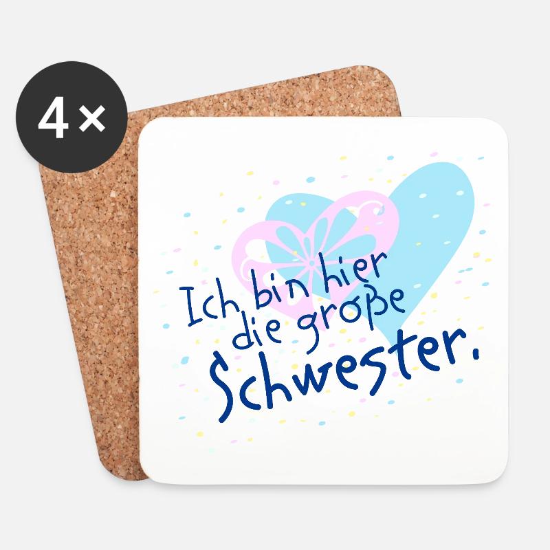 Große Schwester, Herz Confetti Motiv - Untersetzer (4er-Set) - Weiß
