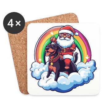Dobermann Hund Weihnachtsmann Weihnachten - Untersetzer (4er-Set) - Weiß - Vorne
