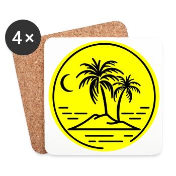 Palm Tree Island Symbol Beach - Coasters (set of 4) - white - Front
