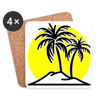 Palm Tree Symbol Beach Island - Coasters (set of 4) - white - Front