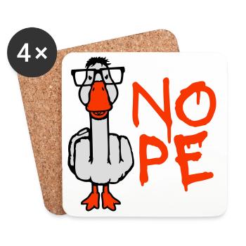 Gans Nope Mittelfinger Nerd Geek Hornbrille Schlau - Untersetzer (4er-Set) - Weiß - Vorne
