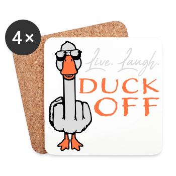 Goose Live Laugh Duck Off Sunglasses Middle Finger - Coasters (set of 4) - white - Front