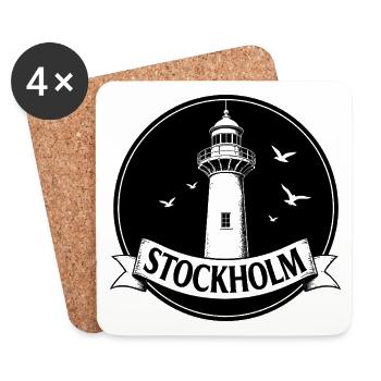 Leuchtturm Stockholm Skandinavisches Meer - Untersetzer (4er-Set) - Weiß - Vorne
