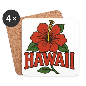 Emblème de l’hibiscus d’Hawaï - Dessous de verre (lot de 4) - blanc - Devant