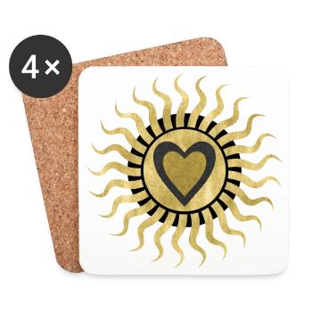 Goldenes Sonnenherz - Untersetzer (4er-Set) - Weiß - Vorne