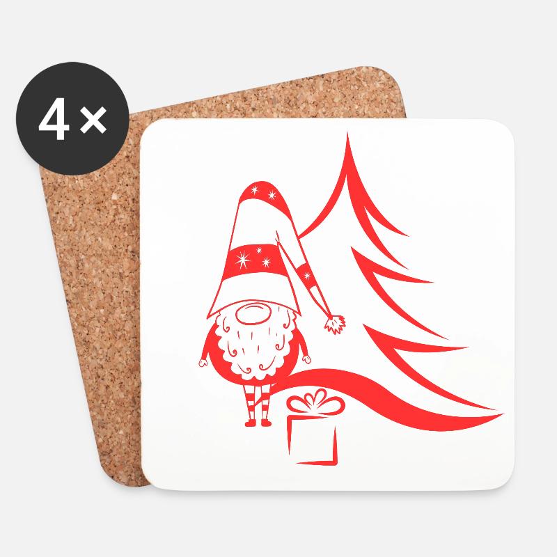 Weihnachtswichtel rot - Untersetzer (4er-Set) - Weiß