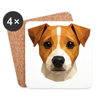 Cute Jack Russell Terrier – Polygon Dog Design - Coasters (set of 4) - white - Front