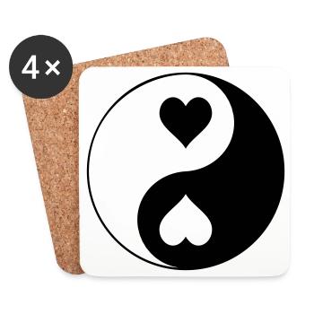 Contraste YinYang du cœur - Dessous de verre (lot de 4) - blanc - Devant