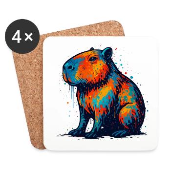 Farbenfroher Hippo Splash - Untersetzer (4er-Set) - Weiß - Vorne