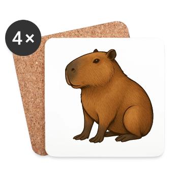 Portrait chaleureux de Capibara - Dessous de verre (lot de 4) - blanc - Devant