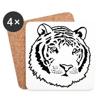 Tigre fort dans la jungle – Wildcat Design - Dessous de verre (lot de 4) - blanc - Devant