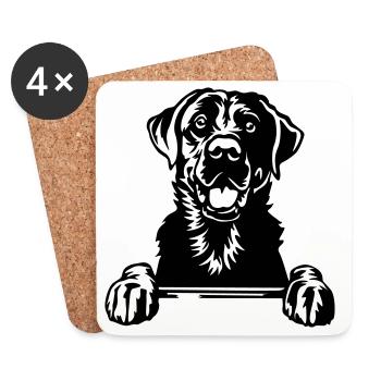 Tête du Labrador - Dessous de verre (lot de 4) - blanc - Devant