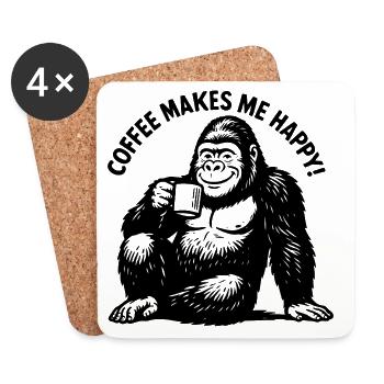 Coffee makes me happy! Coffee Coffee Coffee - Untersetzer (4er-Set) - Weiß - Vorne