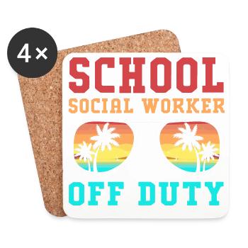 Social Worker Social Pedagogue Social Worker - Coasters (set of 4) - white - Front