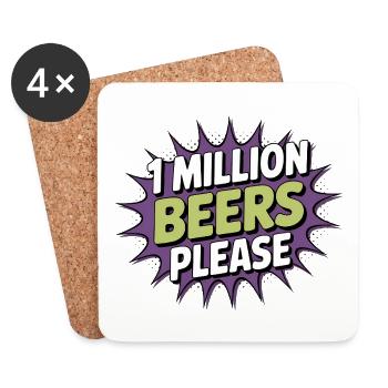 Eine Million Biere bitte - Lustiges Trinken Meme - Untersetzer (4er-Set) - Weiß - Vorne