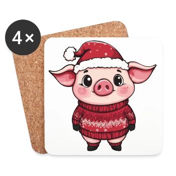 Pig Christmas - Coasters (set of 4) - white - Front