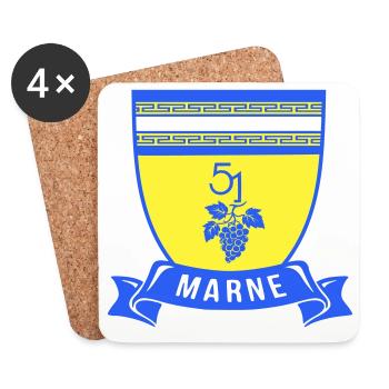 Blason Marne 51 avec une grappe de raisin - Dessous de verre (lot de 4) - blanc - Devant