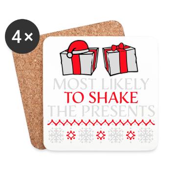Le plus susceptible de secouer les cadeaux Noël Fun - Dessous de verre (lot de 4) - blanc - Devant
