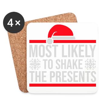 Le plus susceptible de secouer les cadeaux Noël Fun - Dessous de verre (lot de 4) - blanc - Devant