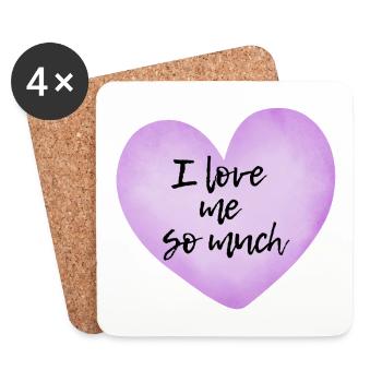 I love me so much - Selflove Statement - Coasters (set of 4) - white - Front
