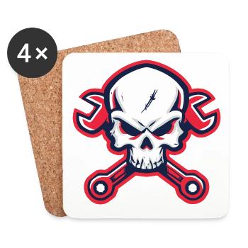 Skull & Wrenches – Für echte Schrauber - Untersetzer (4er-Set) - Weiß - Vorne