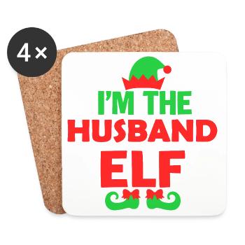 Husband Elf Xmas Tee - Coasters (set of 4) - white - Front