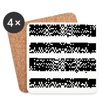 glitched pixelled lines - Coasters (set of 4) - white - Front