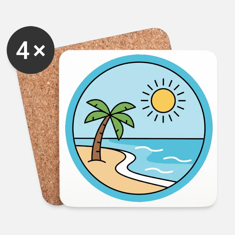 Sonneninsel am Sandstrand - Untersetzer (4er-Set) - Weiß