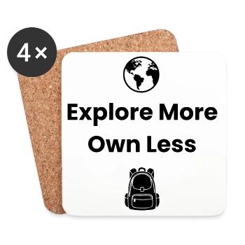 Explore More, Own Less – Adventure Shirt - Coasters (set of 4) - white - Front