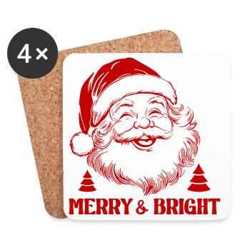 Weihnachtsmann und Weihnachten - Untersetzer (4er-Set) - Weiß - Vorne