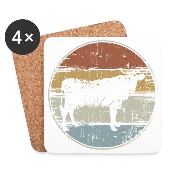 Vintage Cow - Coasters (set of 4) - white - Front