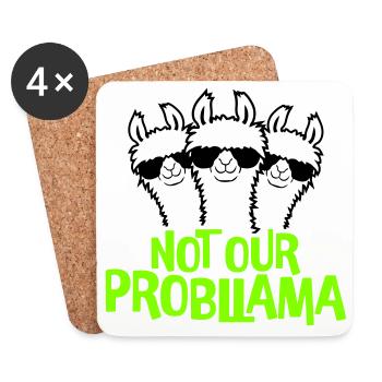 Not our Problama 3 Lamas Freunde Team Sonnenbrille - Untersetzer (4er-Set) - Weiß - Vorne