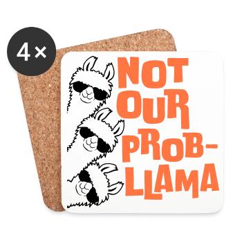 Not our Problama 3 Lamas Freunde Team Sonnenbrille - Untersetzer (4er-Set) - Weiß - Vorne