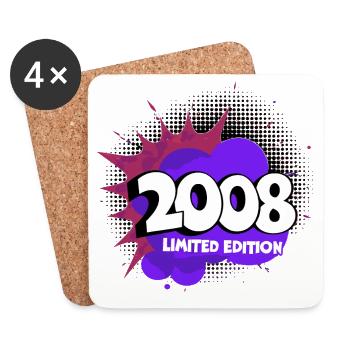2008 Limitierte Edition 18. volljährig volljährige - Untersetzer (4er-Set) - Weiß - Vorne