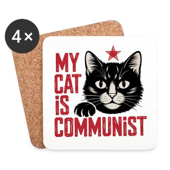 My Cat is Communist - Funny Cat T-Shirt - Coasters (set of 4) - white - Front