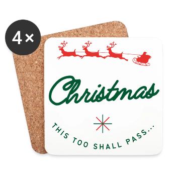 Noël passera - Défilé du Père Noël Humour - Dessous de verre (lot de 4) - blanc - Devant