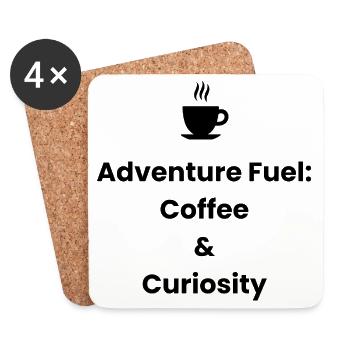 Adventure Fuel : Café et curiosité – Chemise de voyage - Dessous de verre (lot de 4) - blanc - Devant