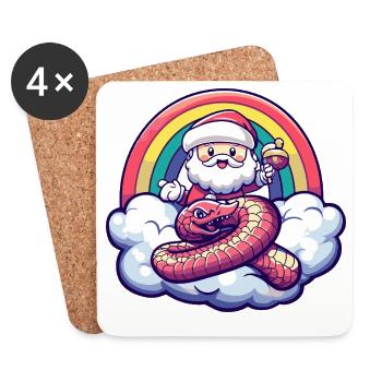 Serpent Cobra Père Noël - Dessous de verre (lot de 4) - blanc - Devant