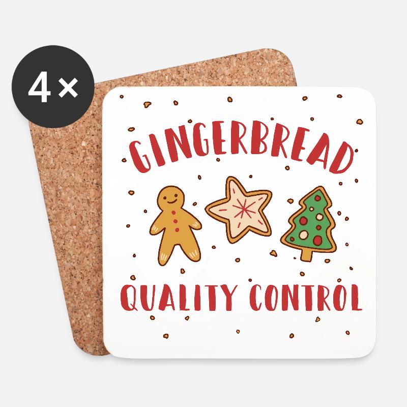 Gingerbread Quality Control - Lustige Weihnachten - Untersetzer (4er-Set) - Weiß