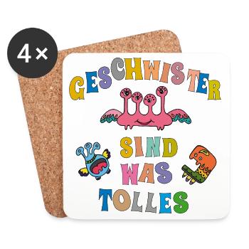 Frères et sœurs Cher frère sœur - Dessous de verre (lot de 4) - blanc - Devant