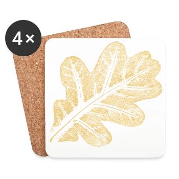 Blatt Eiche / Eichenblatt - Natur Design - Untersetzer (4er-Set) - Weiß - Vorne