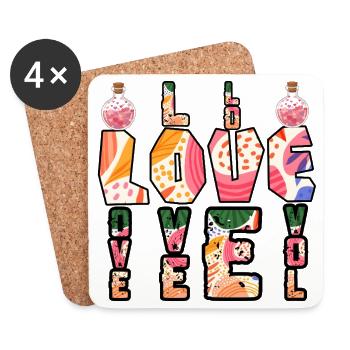 Boho Colorful Love Letters - Coasters (set of 4) - white - Front