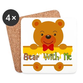 Bear With Me Cute Teddy Design - Dessous de verre (lot de 4) - blanc - Devant